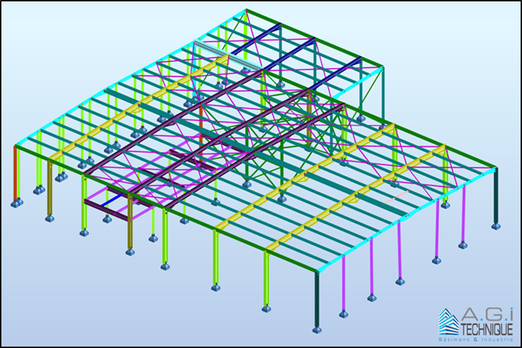 Calcul charpente meallique site industriel